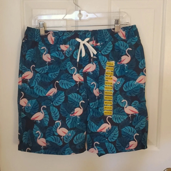NWT Mens Flamingo  Swim Trunks UPF Sun Protection Quick Dry,Spandex Underlining - Picture 1 of 11